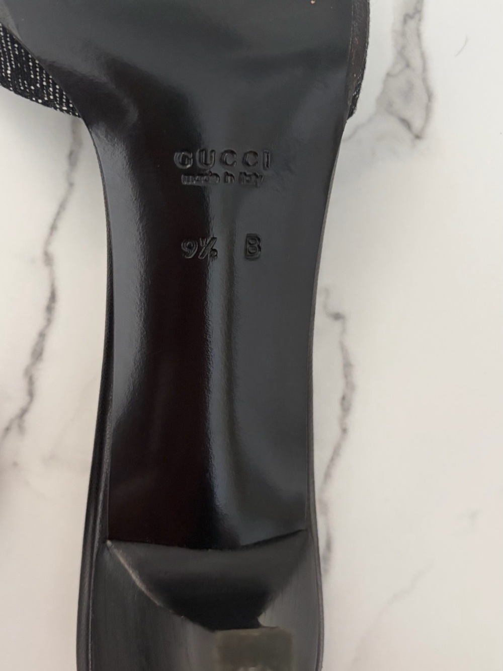 Gucci Black Monogram Open-Toe Slide Mules - Picture 3 of 5